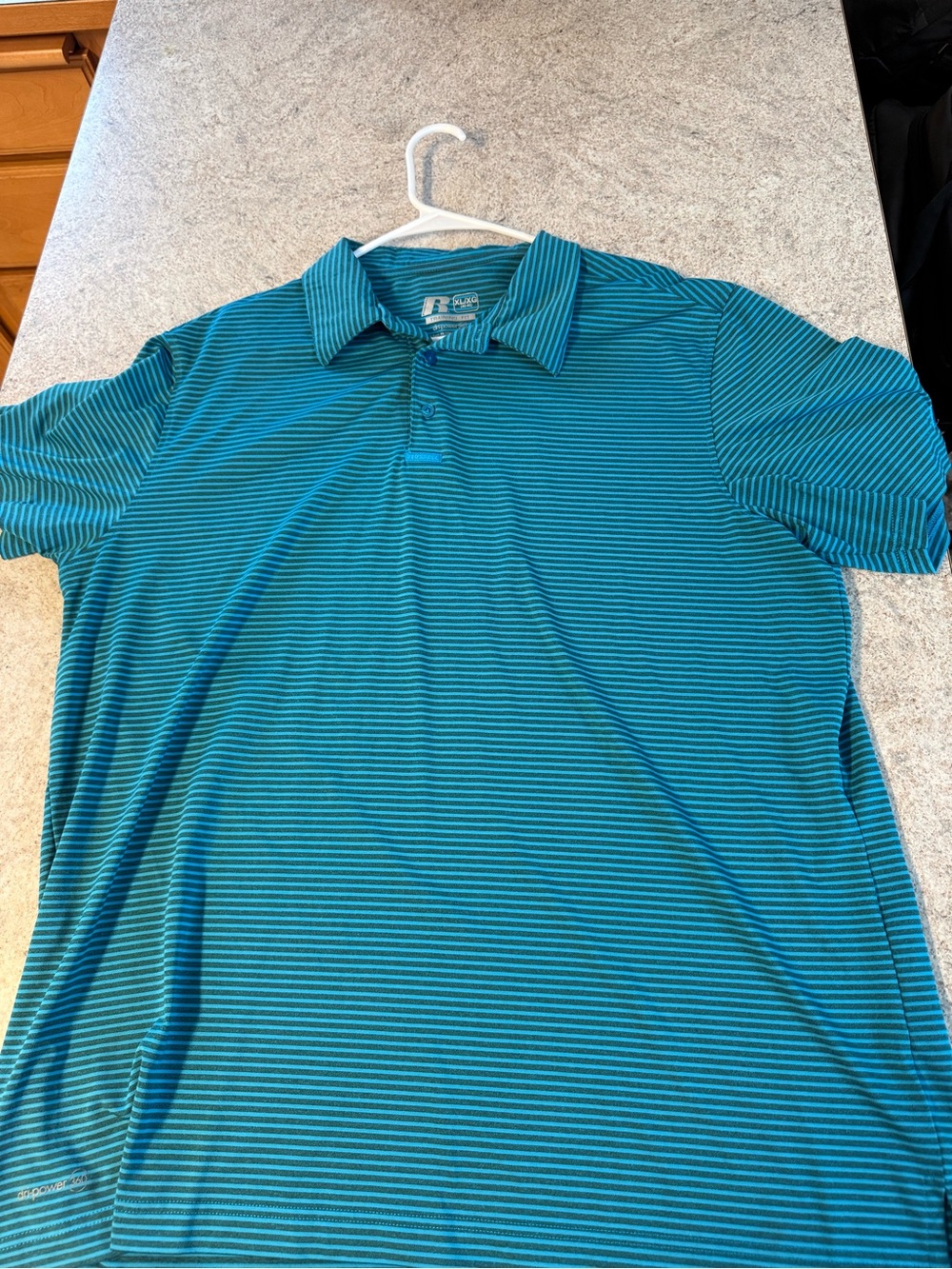 Russell Athletic Teal and Navy Thin-Striped Polo